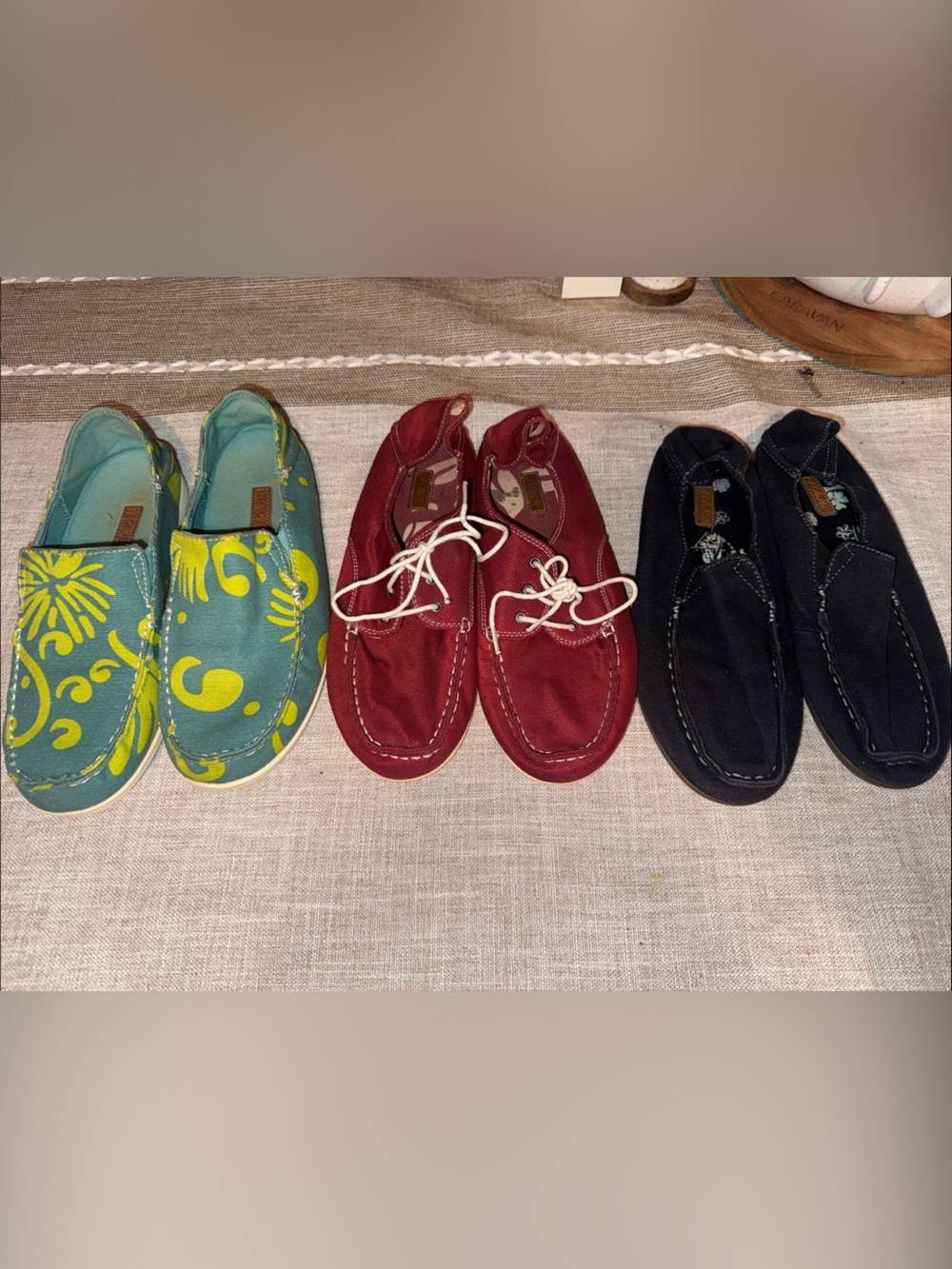 OluKai Women’s Size 7 Shoe Lot – 3 Pairs – Floral, Red & Blue